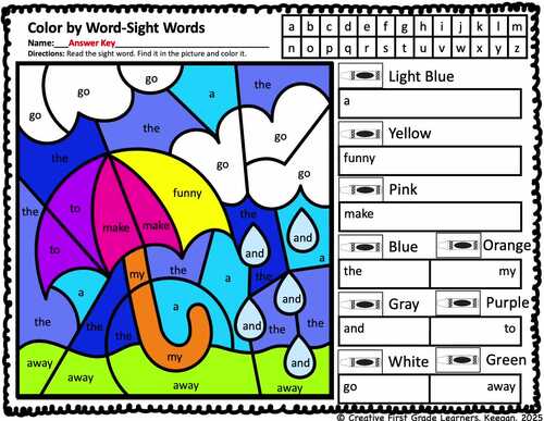 Sight Word Color By Number Code Morning Review Work Spring Kinder 1st Grade ELA