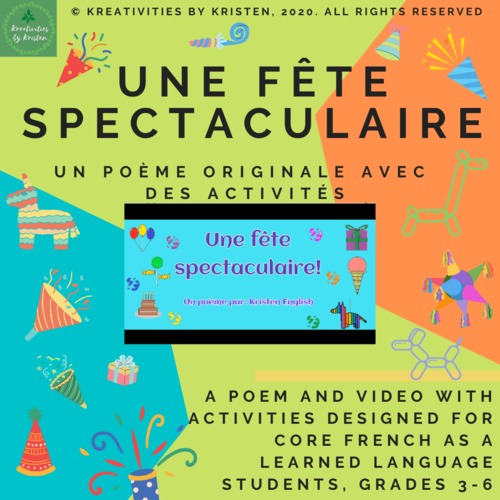 Preview of Une fête spectaculaire! - Un poème originale (video with text and audio)