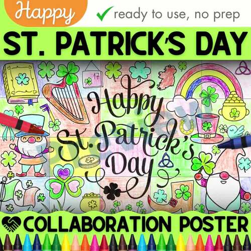 St. Patrick's Day Collaboration Poster Activity Coloring Craft Bulletin ...