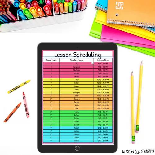School Counseling Calendar, Classroom Guidance Lesson Schedule Digital 
