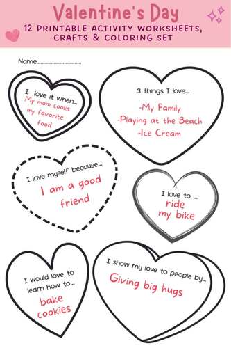 Valentine's Day Printable Activity Worksheets, Crafts &amp; Coloring Pages ...