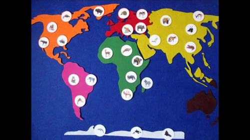 animals continents montessori cards for the continents map