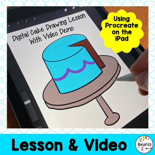 Preview of Procreate Digital Drawing. Cake drawing art lesson with video tutorial