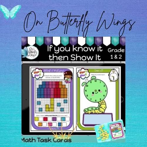 Math Task Cards Grades 1 & 2 by On Butterfly Wings | TpT