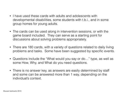 Life skills problem solving answering questions verbally speech therapy