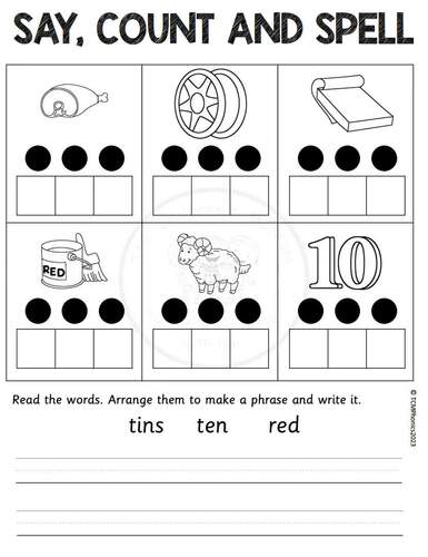 Phonics - SAY, COUNT AND SPELL DECODABLE WORKSHEETS | TPT