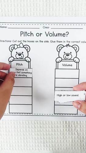 Pitch or Volume? Cut and Paste Sorting Activity – Fun Science Sorting ...