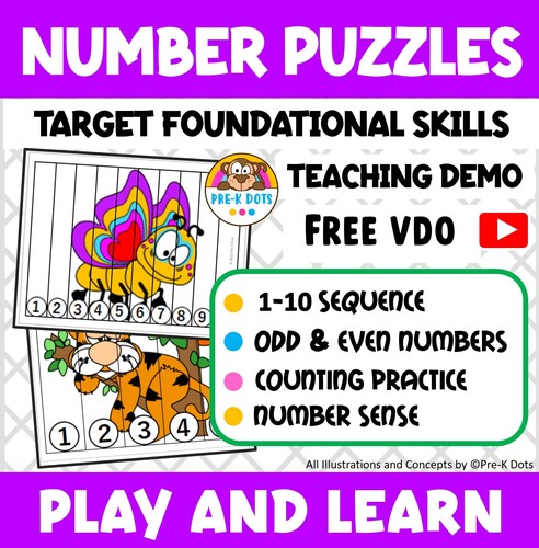 Preview of Number Puzzles: FREE Teaching Demo Video for Foundational Skills | Play & Learn