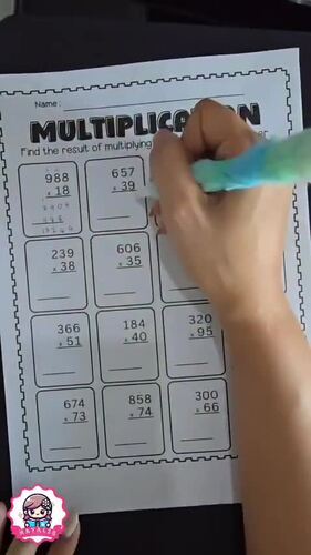 Multiplication 3 digit by 2 digit numbers Practice Worksheets | Math