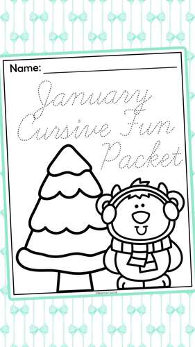 January Cursive Handwriting Practice Packet | No Prep Worksheets ...