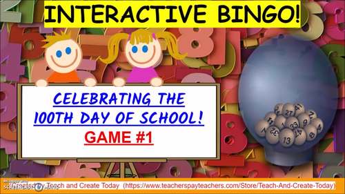 100th Day Of School Bingo Game Activity - Digital Resource Google Slides