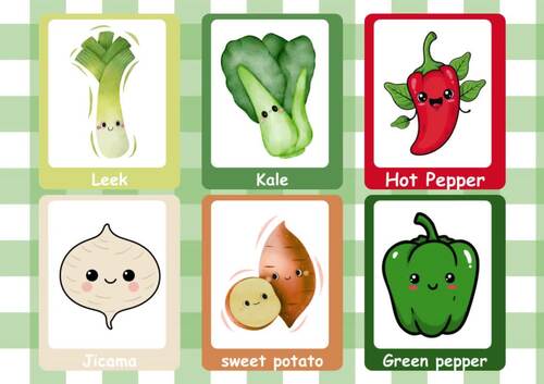 Vegetable Flash Cards Educational Food Cards Printable for Home &amp; Classroom