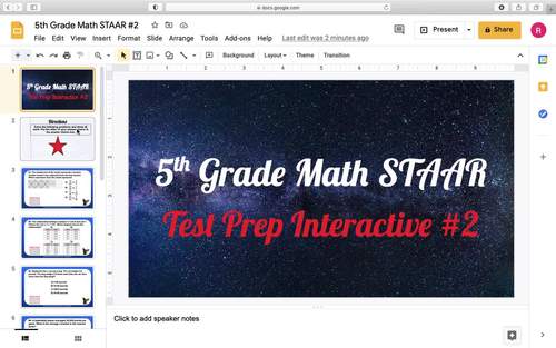 5th Grade Math STAAR Interactive Practice #2 (Digital- Google Slides)
