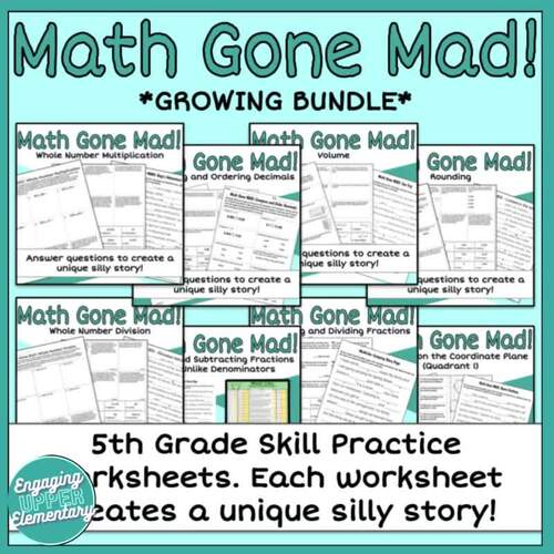5th Grade Math Skill Practice Worksheets - Growing Bundle
