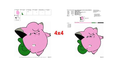 Cute pink Clefairy Pokémon character embroidery designs - Instant Download