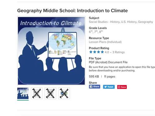 Geography Middle School: Introduction to Climate by Social ...