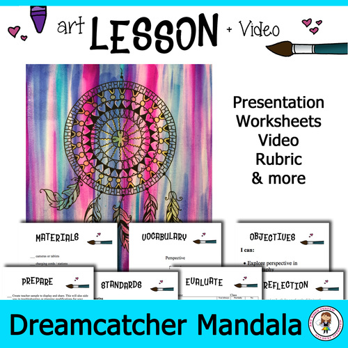 Preview of Middle School Art Lesson Plan + Video. Dreamcatcher Mandala Cultural Artifact