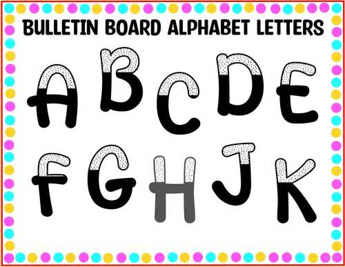 Printable Black and White Bulletin Board Letters, Large Alphabet Letters