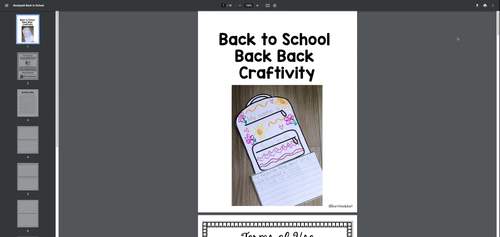 Back to School Backpack Craftivity (Writing and Drawing) by Born to EduKait