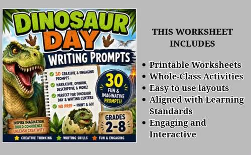 Dinosaur Day Writing Prompts | 30 Creative Writing Activities for ...