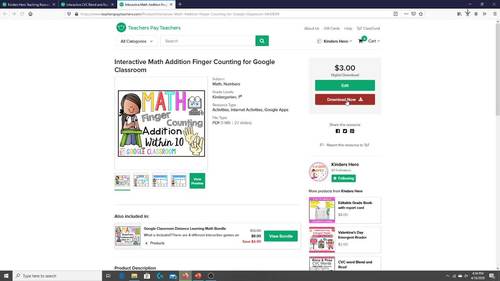 Math Addition Finger Counting for Google Slides Distance Learning
