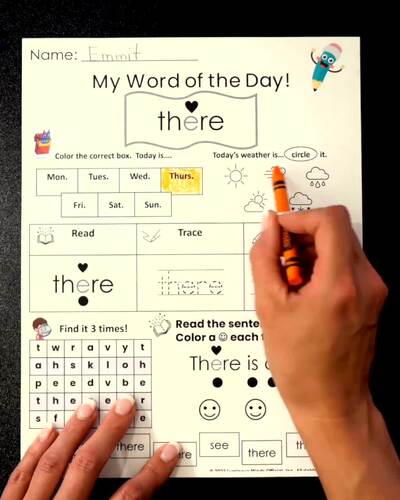 My Sight Word of the Day: There by Luminous Minds | TPT