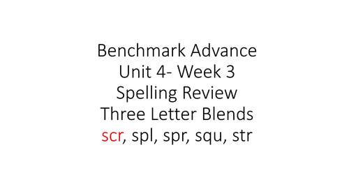 Preview of Benchmark Advance First Grade Spelling Review Video Unit 4 Week 3(spr, spl, scr)