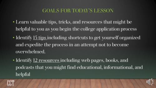 Preview of Tips for Seniors: Get Organized for the College Application Process (VIDEO)