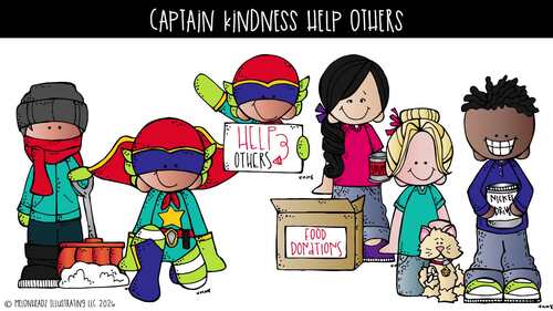 Captain Kindness clip art, Help Others, service, superhero Mini | TPT