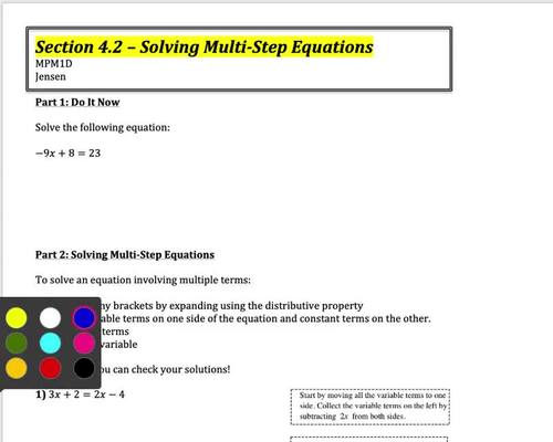 Preview of Multistep Equations