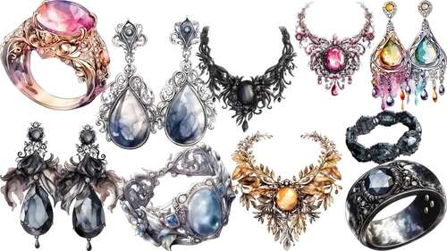 Watercolor Jewelry Clipart Set of 20 Files by ArtisticTimberStudio