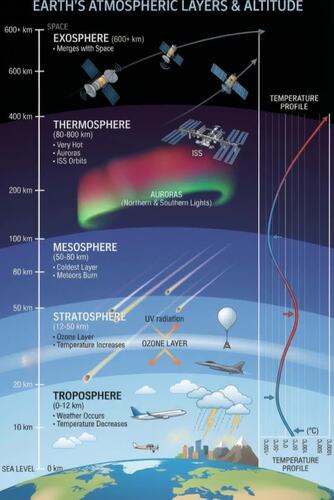Earth's Atmosphere Layers Poster – Troposphere to Exosphere with ...