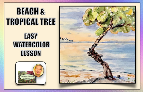 Preview of Easy Watercolor Beach & Tropical Tree