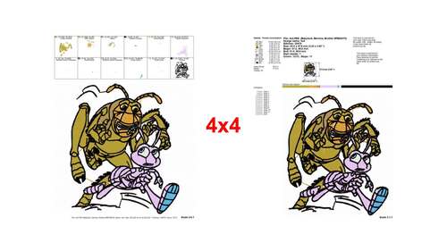 Hopper and Flik running cartoon insect chase embroidery designs ...