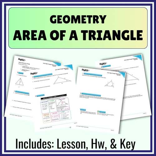 Trigonometry & Area of a Triangle Notes & Worksheets 9th-11th Grade ...