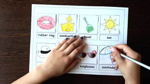 Beach Theme Cut and Paste Activity Special Education Summer Coloring Pages