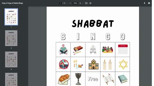 Shabbat Bingo by Learning with Ms Pam | TPT