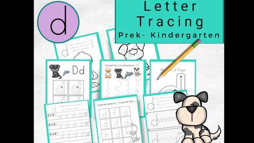 lowercase letters tracing letter d worksheets by rebekah sayler