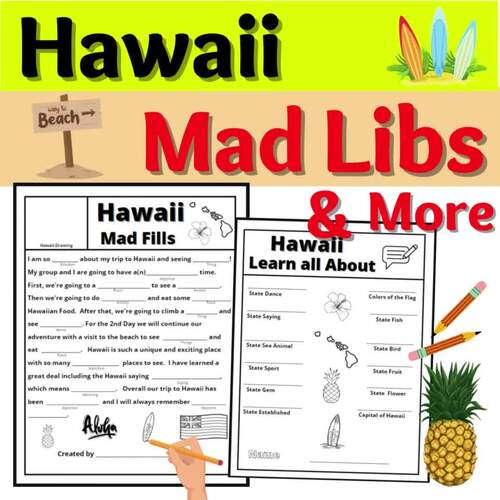 Hawaii Activity Mad Libs Trip Writing AAPI Resource Hawaiian Day No Prep
