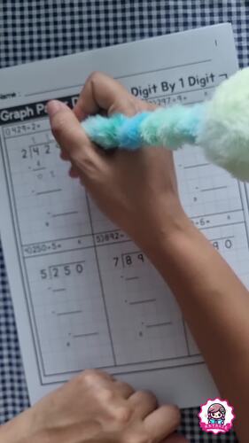 Graph Paper Worksheet Long Division 3 digit by 1 | Problem Solving | Math