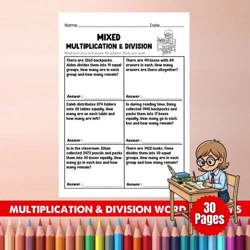 Grade 5 Multiplication & Division Word Problems | School Math Worksheets