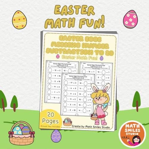 Easter Missing Number Subtraction to 20 Worksheets Spring Math Practice ...