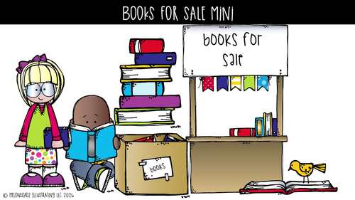 Books for Sale clip art, book fair, fund raiser Mini by Melonheadz Clipart