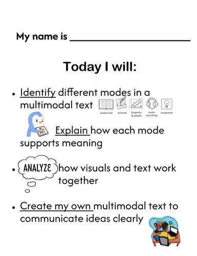 Multimodal Texts Unit Bilingual ESL Reading & Writing by EduViva