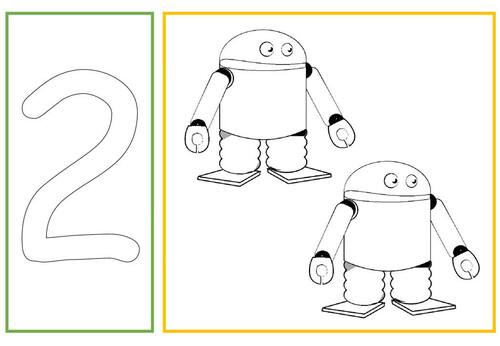 Number Quantity Flash Task Cards Color Trace ROBOT