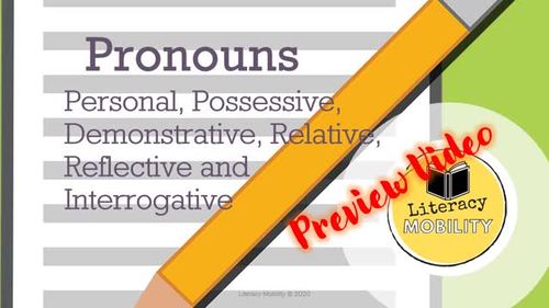 Parts of Speech Pronouns Worksheet and PowerPoint by Literacy Mobility