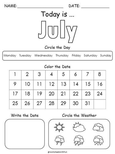Calendar Activities, Kindergarten Worksheets, Morning Work, Back to ...