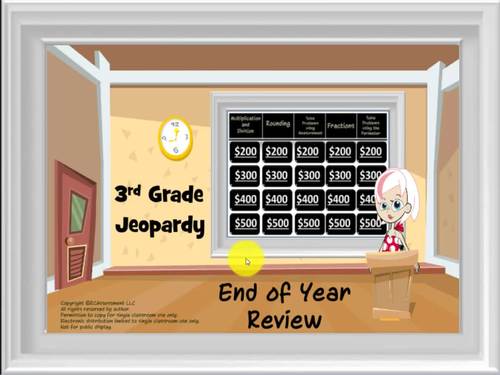 Math Jeopardy End of the Year Review (3rd Grade CCS) by ECAssessment