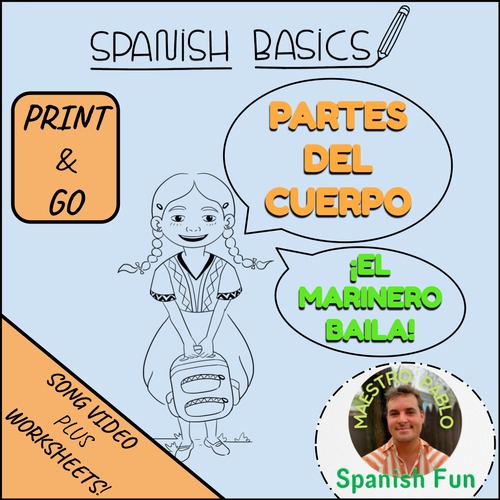 Preview of Las Partes del Cuerpo! / El Marinero Baila Sing Along Dance Video and Worksheets