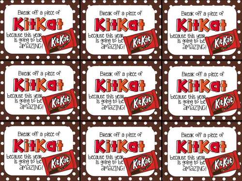 Kit Kat Beginning of Year Gift Tag-Break off a piece of KitKat | TPT